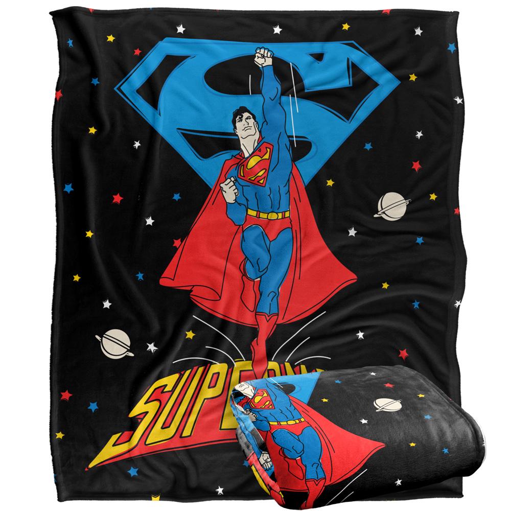 Multicoloured - Side - Superman Action Pose Blanket