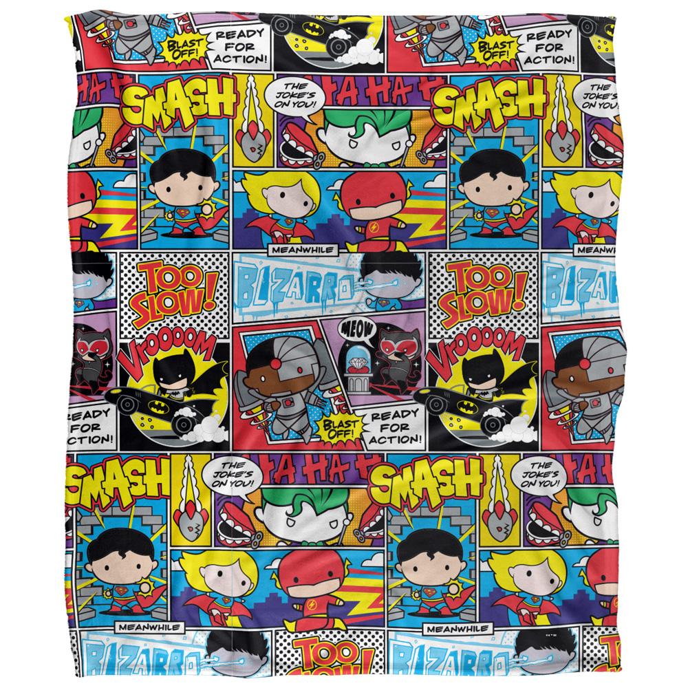 Multicoloured - Front - Justice League Chibi Comic Collage Blanket