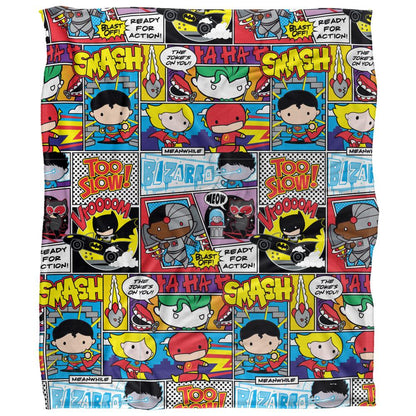 Multicoloured - Front - Justice League Chibi Comic Collage Blanket