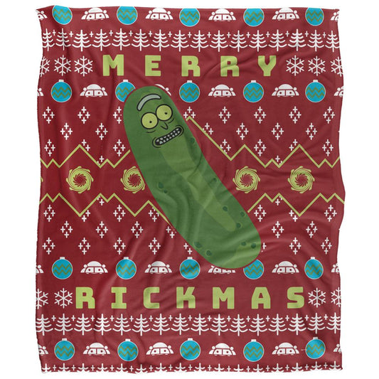 Multicoloured - Front - Rick And Morty Merry Rickmas Pickle Rick Christmas Blanket