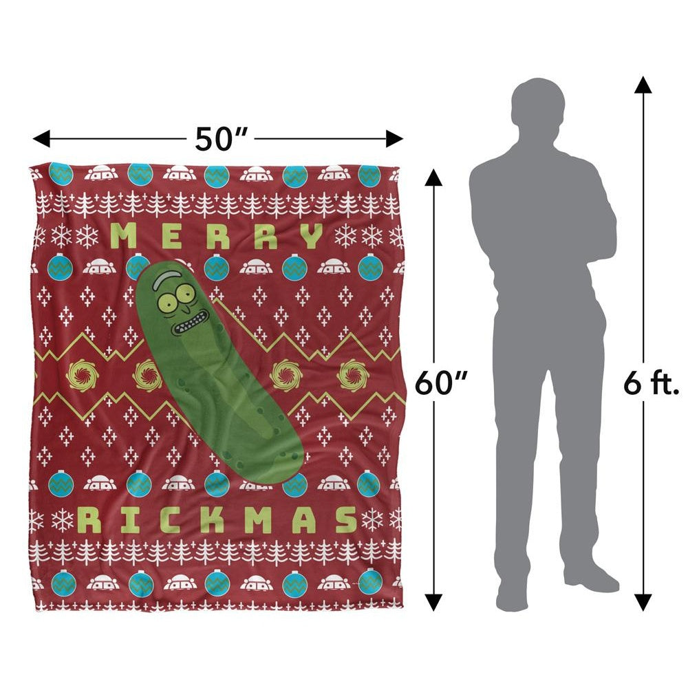 Multicoloured - Pack Shot - Rick And Morty Merry Rickmas Pickle Rick Christmas Blanket