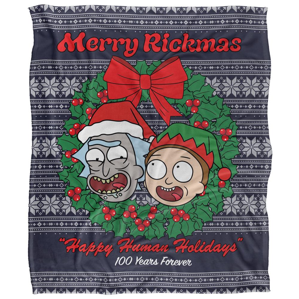 Multicoloured - Front - Rick And Morty Merry Rickmas Christmas Blanket