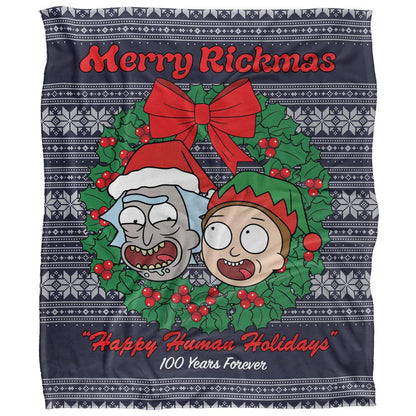 Multicoloured - Front - Rick And Morty Merry Rickmas Christmas Blanket
