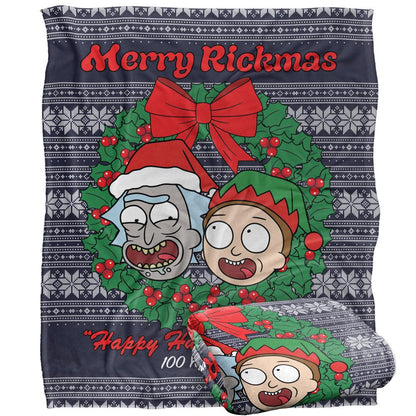 Multicoloured - Back - Rick And Morty Merry Rickmas Christmas Blanket