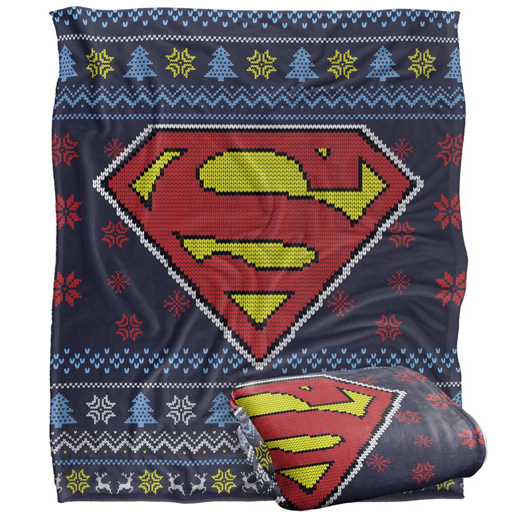 Multicoloured - Back - Superman Christmas Fair Isle Blanket