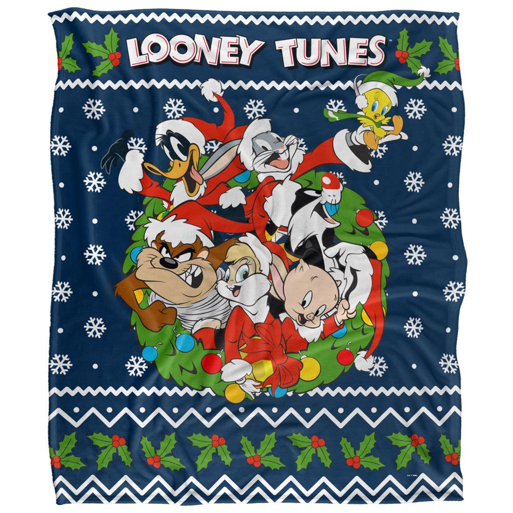 Multicoloured - Front - Looney Tunes Group Shot Christmas Blanket