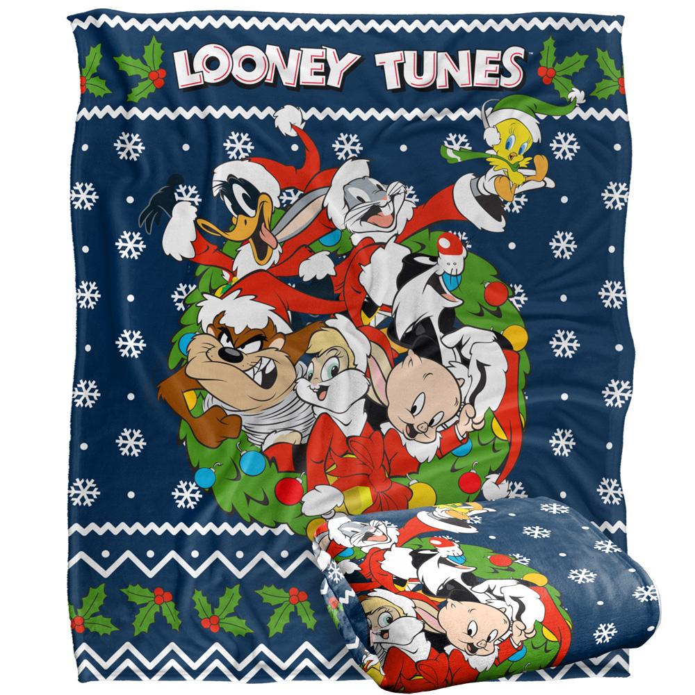 Multicoloured - Back - Looney Tunes Group Shot Christmas Blanket