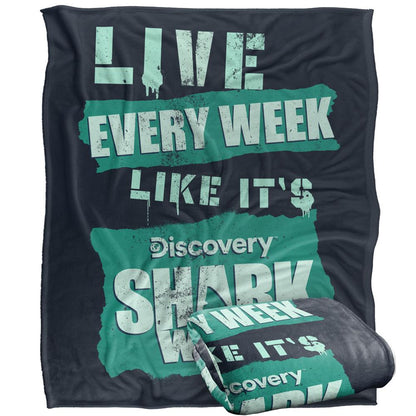 Multicoloured - Back - Shark Week Live Every Week Blanket