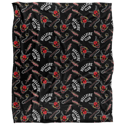 Multicoloured - Front - Stranger Things Hellfire Club All-Over Print Blanket