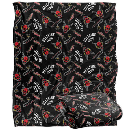 Multicoloured - Back - Stranger Things Hellfire Club All-Over Print Blanket