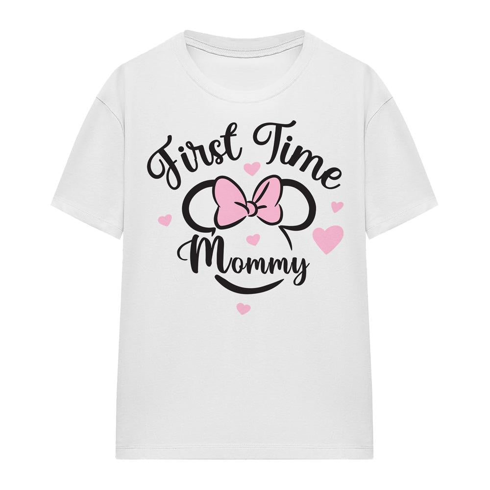 White - Front - Minnie Mouse Unisex Adult First Time Mommy T-Shirt