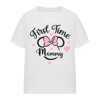 White - Front - Minnie Mouse Unisex Adult First Time Mommy T-Shirt