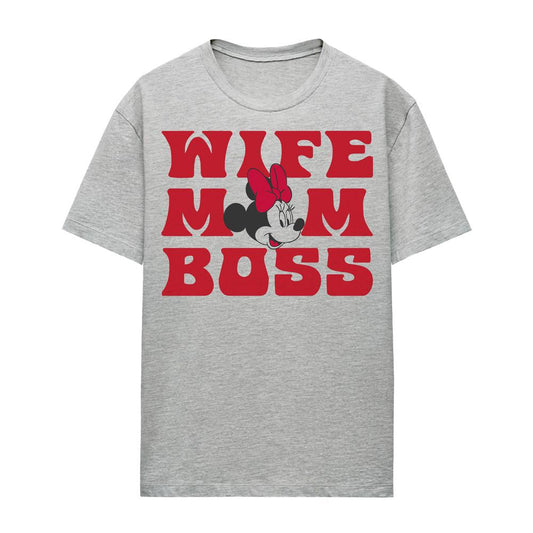 Sport Heather - Front - Minnie Mouse Unisex Adult Wife Mom Boss T-Shirt