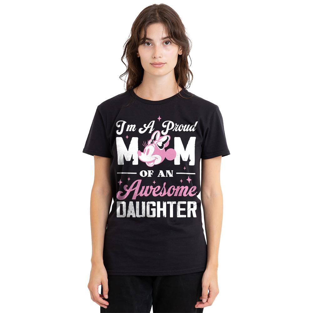 Black - Side - Minnie Mouse Unisex Adult Proud Mom, Awesome Daughter T-Shirt