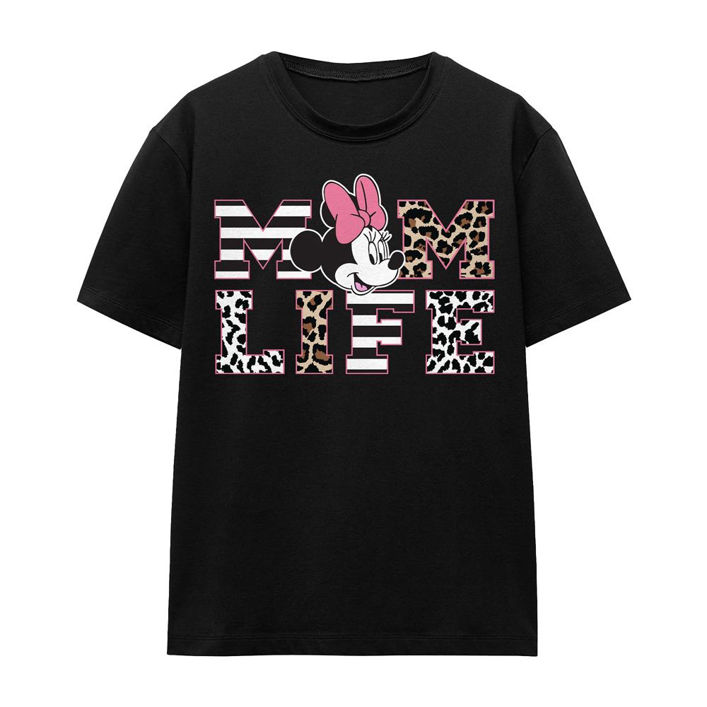 Black - Front - Minnie Mouse Unisex Adult Mom Life T-Shirt