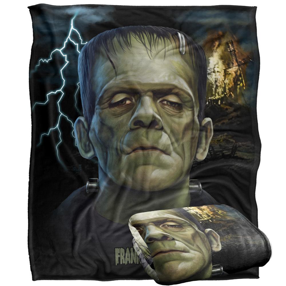 Multicoloured - Back - Universal Monsters Head Frankenstein Blanket