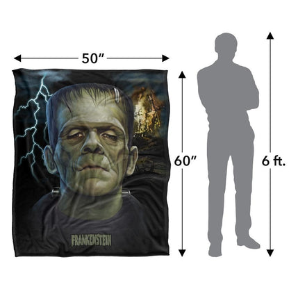 Multicoloured - Pack Shot - Universal Monsters Head Frankenstein Blanket