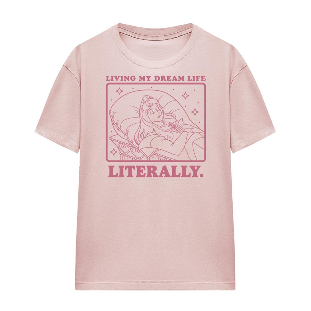 Powder Rose - Front - Sleeping Beauty Unisex Adult Living My Dream Life T-Shirt