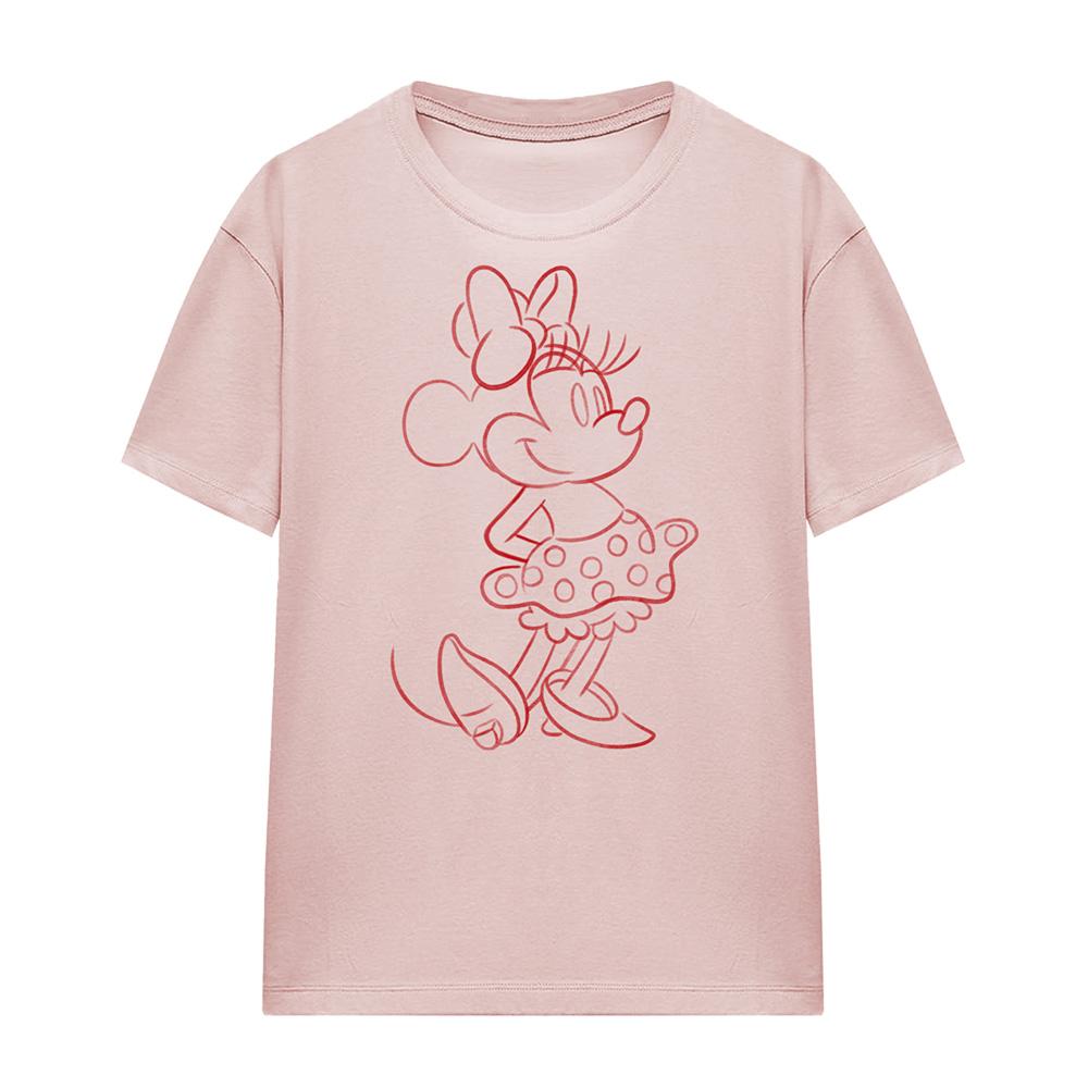Powder Rose - Front - Disney Classics Unisex Adult Minnine Mouse Sketch T-Shirt
