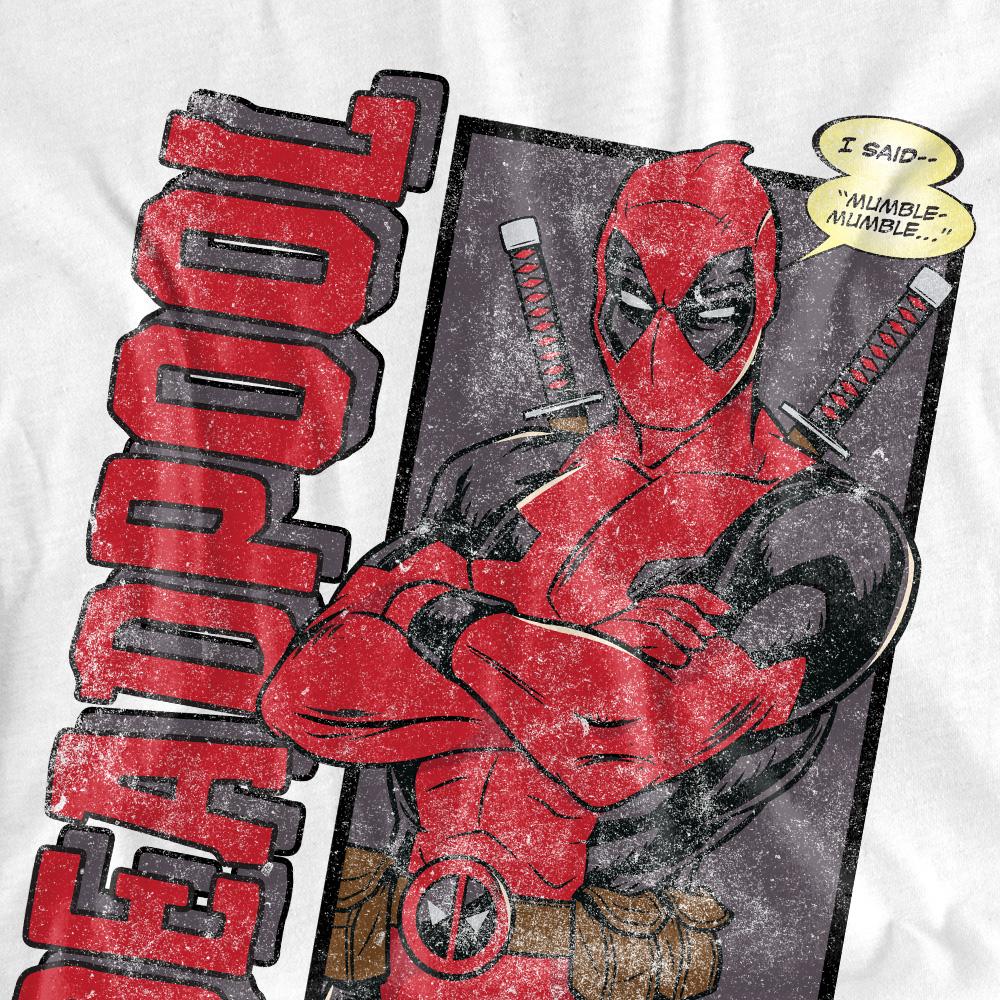 White - Pack Shot - Deadpool Unisex Adult I Said Mumble T-Shirt