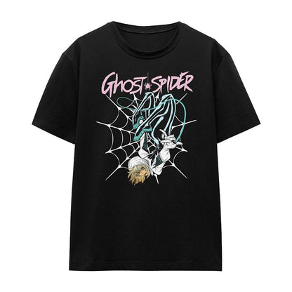 Black - Front - Spider-Man Unisex Adult Ghost-Spider Neon Web T-Shirt