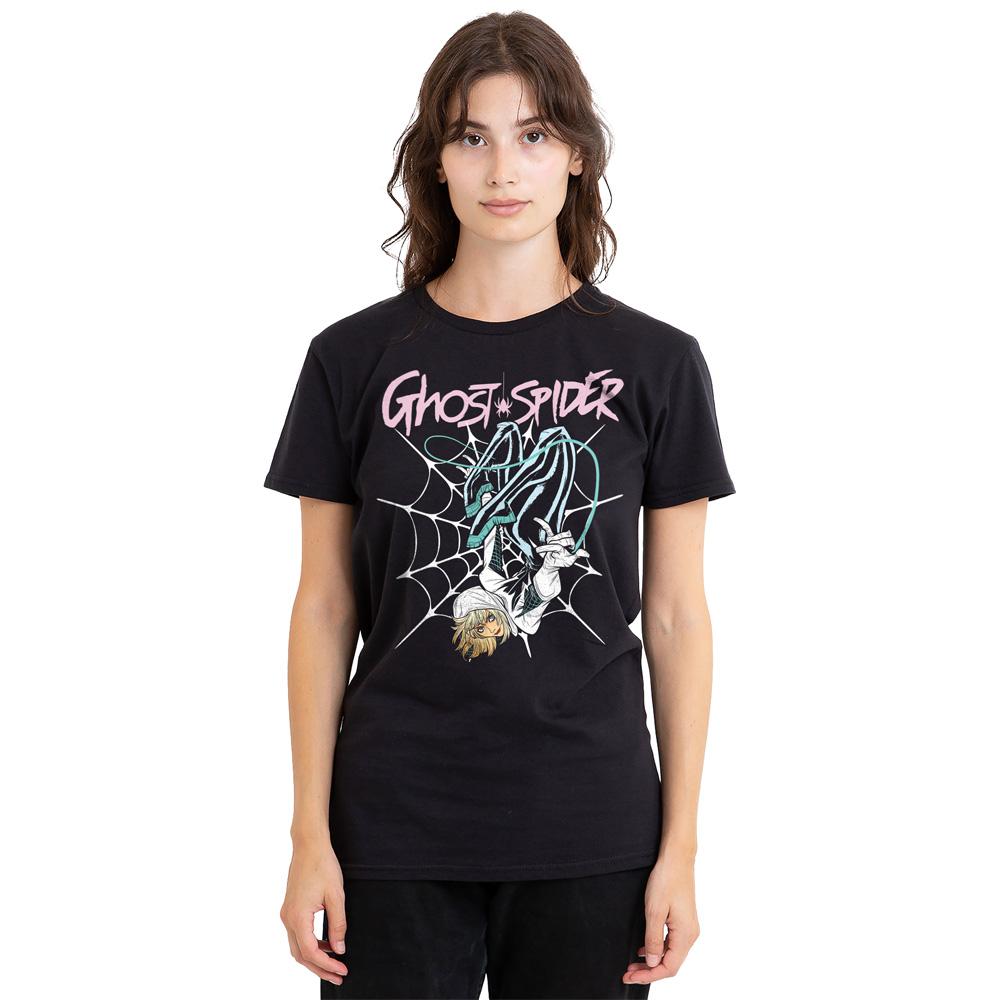 Black - Side - Spider-Man Unisex Adult Ghost-Spider Neon Web T-Shirt