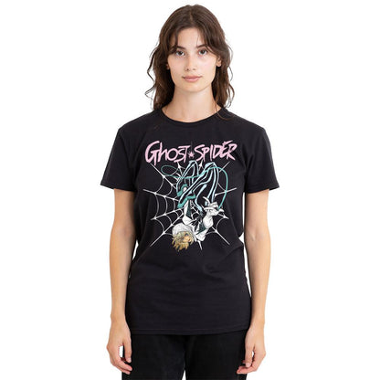 Black - Side - Spider-Man Unisex Adult Ghost-Spider Neon Web T-Shirt