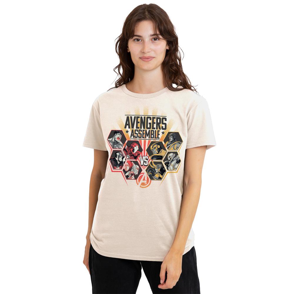 Natural - Side - Avengers Unisex Adult Vs Villains T-Shirt
