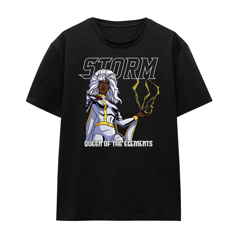 Black - Front - X-Men Unisex Adult Queen Of The Elements Storm T-Shirt