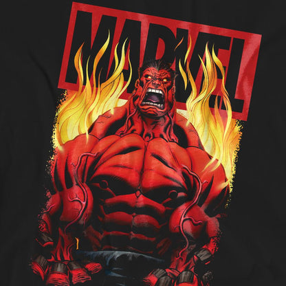 Black - Pack Shot - Marvel Unisex Adult Red Hulk Fire T-Shirt