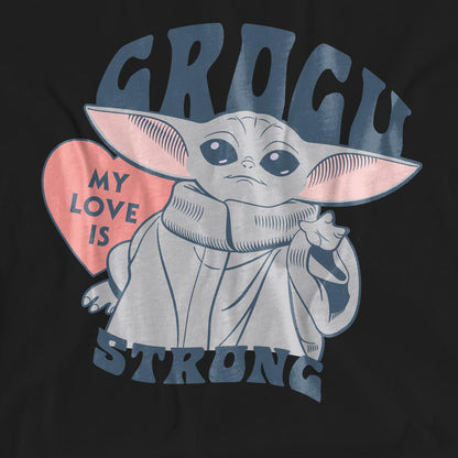 Black - Pack Shot - Star Wars: The Mandalorian Unisex Adult My Love Is Strong Baby Yoda T-Shirt