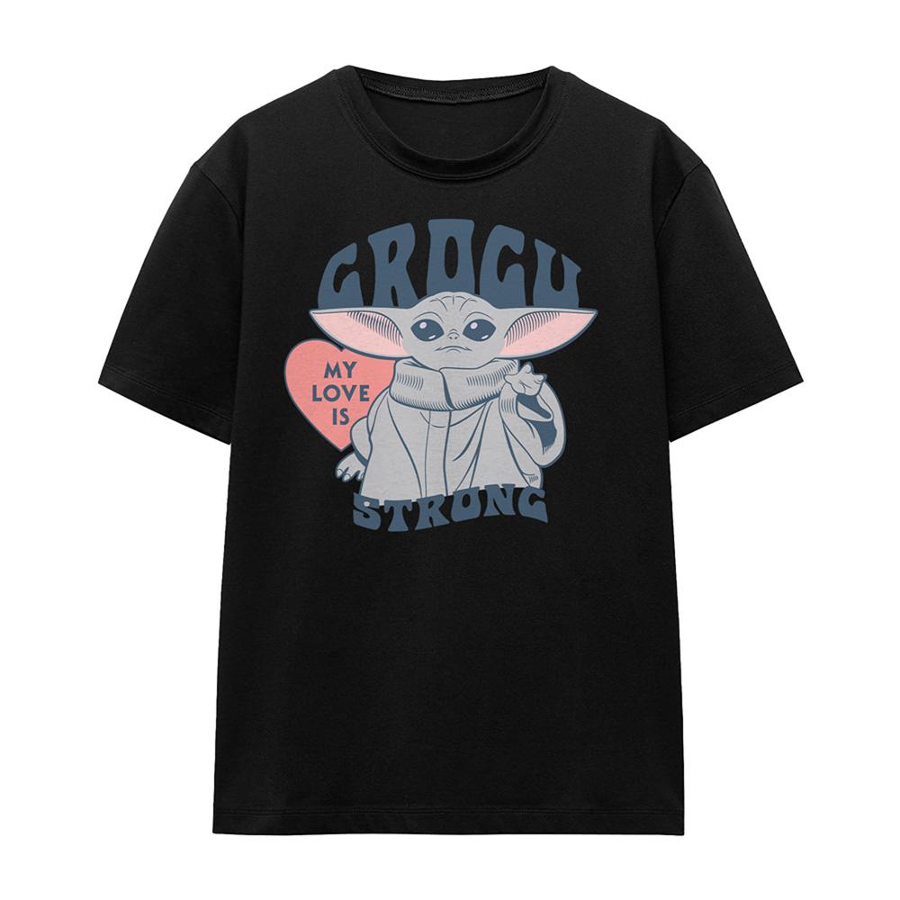 Black - Front - Star Wars: The Mandalorian Unisex Adult My Love Is Strong Baby Yoda T-Shirt