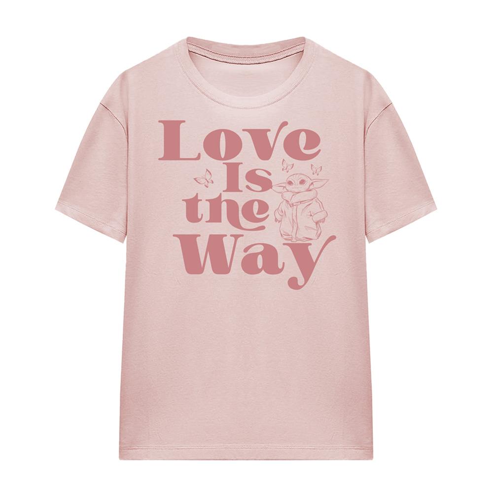Powder Rose - Front - Star Wars: The Mandalorian Unisex Adult Love Is The Way Baby Yoda T-Shirt