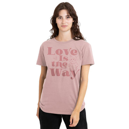 Powder Rose - Side - Star Wars: The Mandalorian Unisex Adult Love Is The Way Baby Yoda T-Shirt