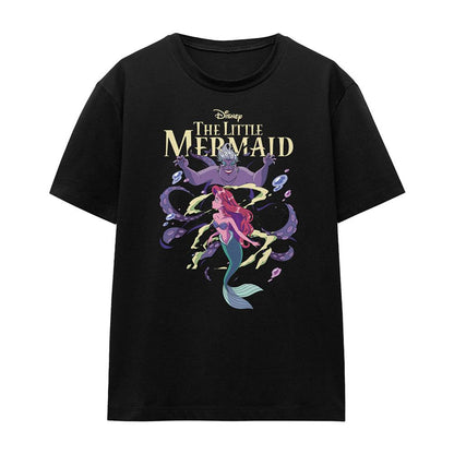 Black - Front - Little Mermaid Unisex Adult Ariel & Ursula Anime T-Shirt