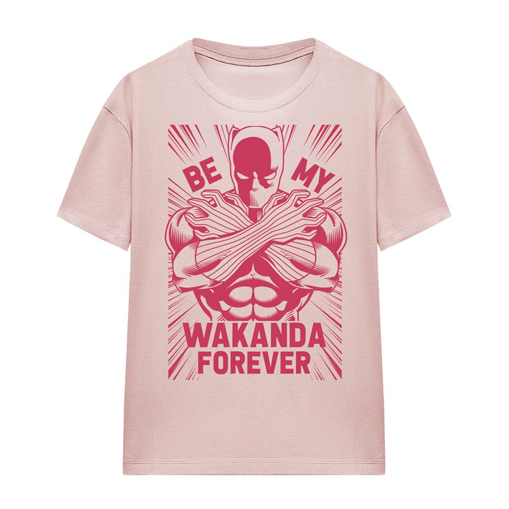 Powder Rose - Front - Black Panther Unisex Adult Be My Wakanda Forever T-Shirt