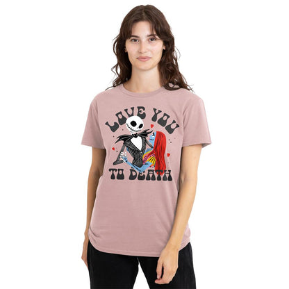 Powder Rose - Side - Nightmare Before Christmas Unisex Adult Love You To Death Jack Sally T-Shirt