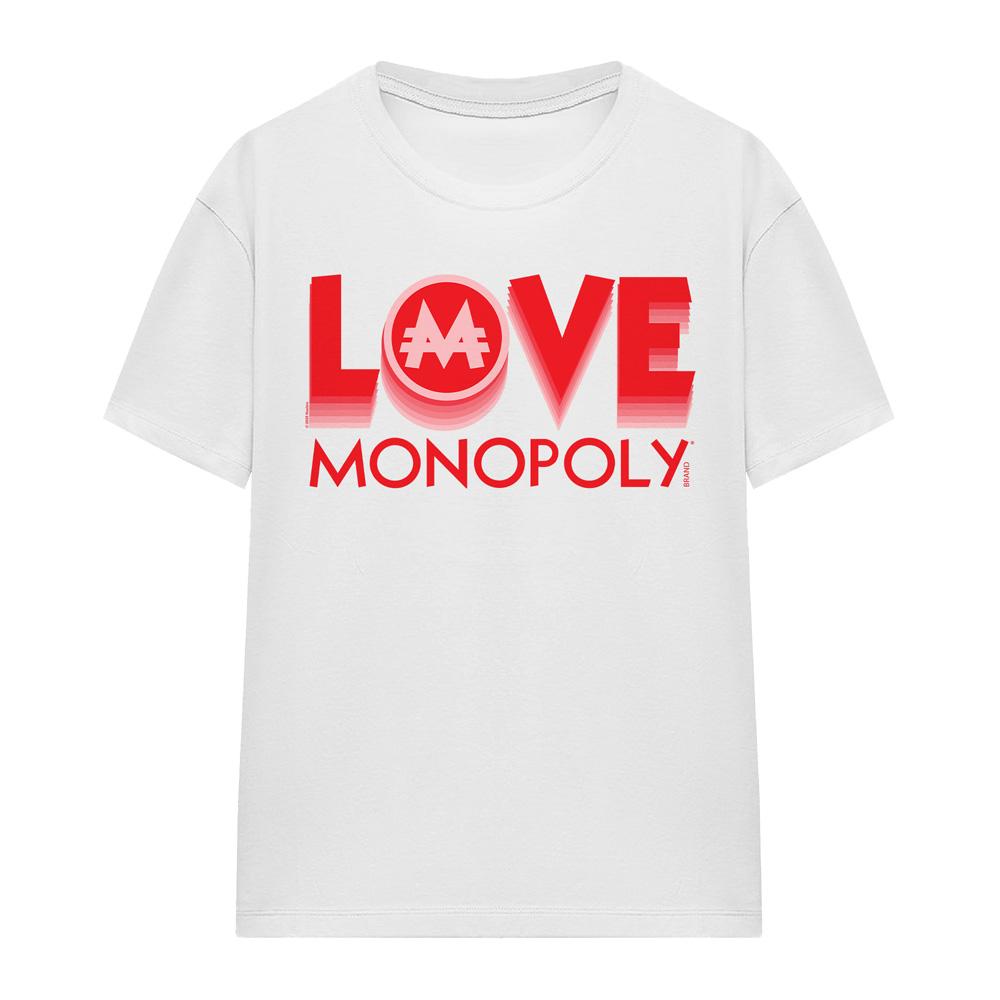 White - Front - Monopoly Unisex Adult Love T-Shirt