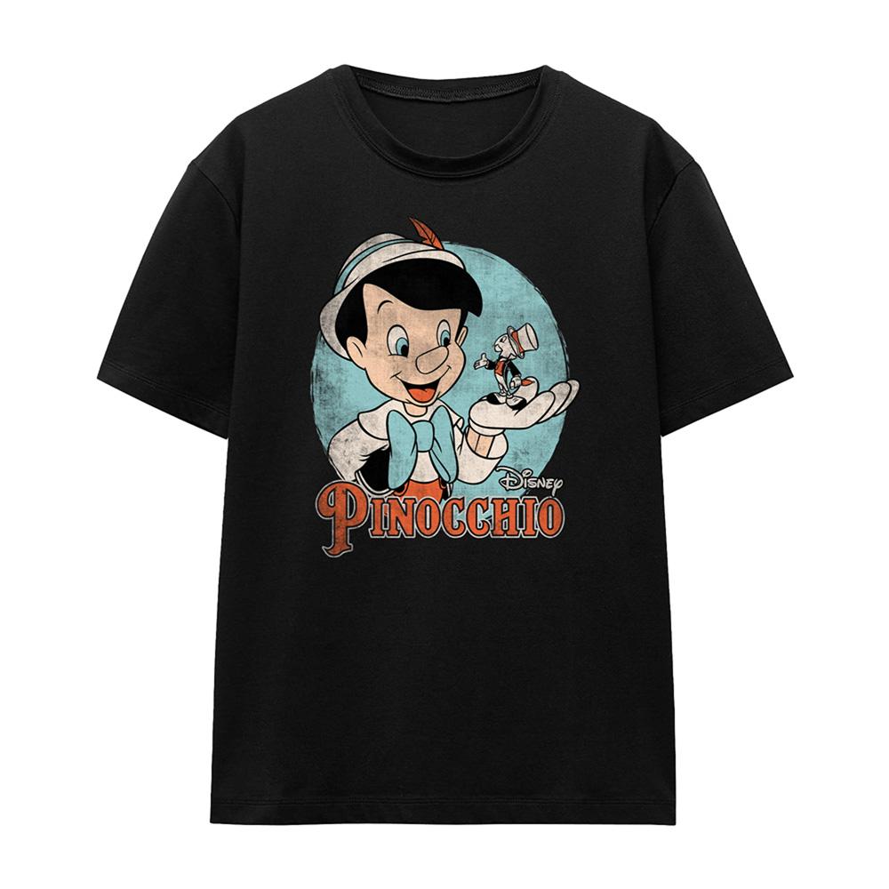 Black - Front - Pinocchio Unisex Adult Vintage T-Shirt