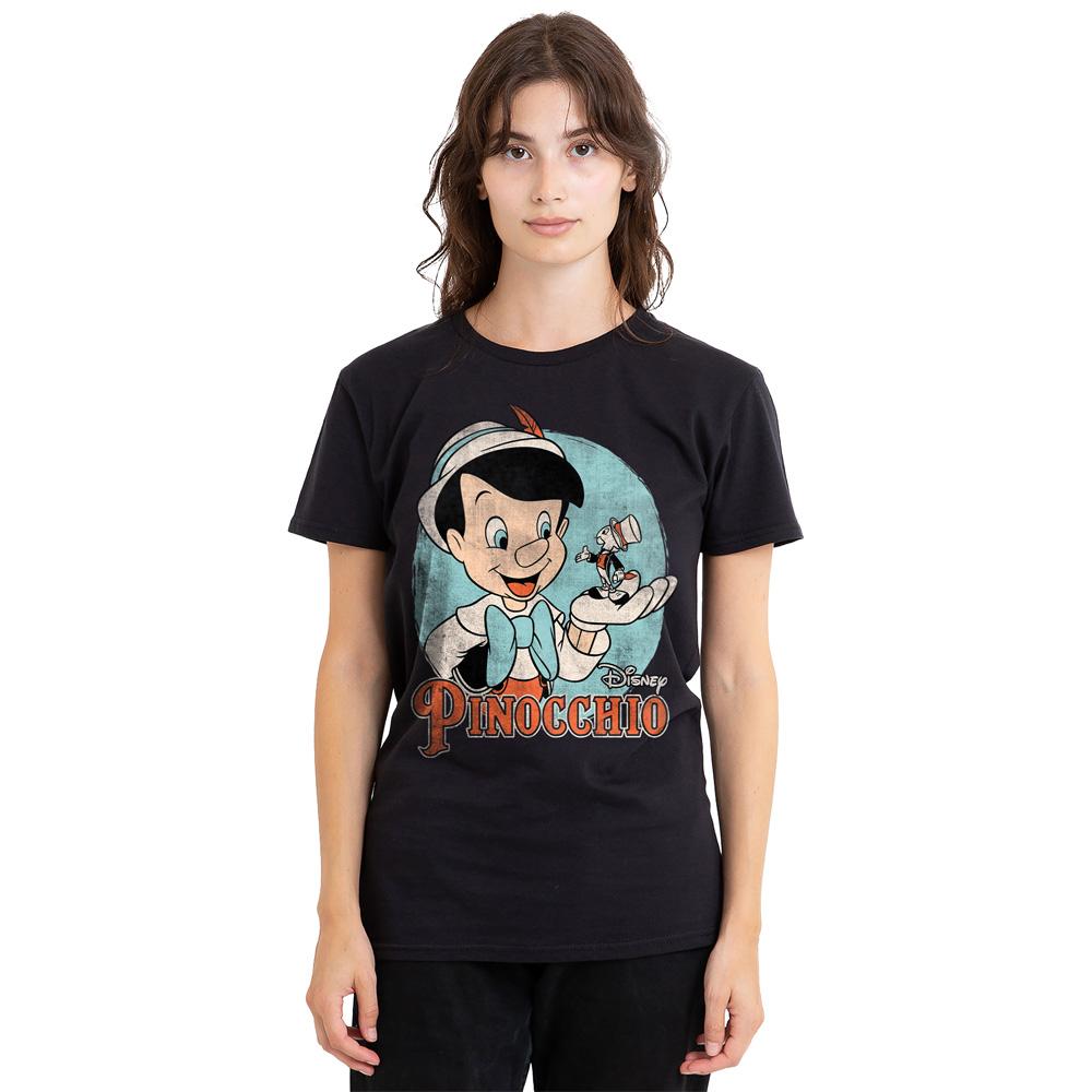 Black - Side - Pinocchio Unisex Adult Vintage T-Shirt