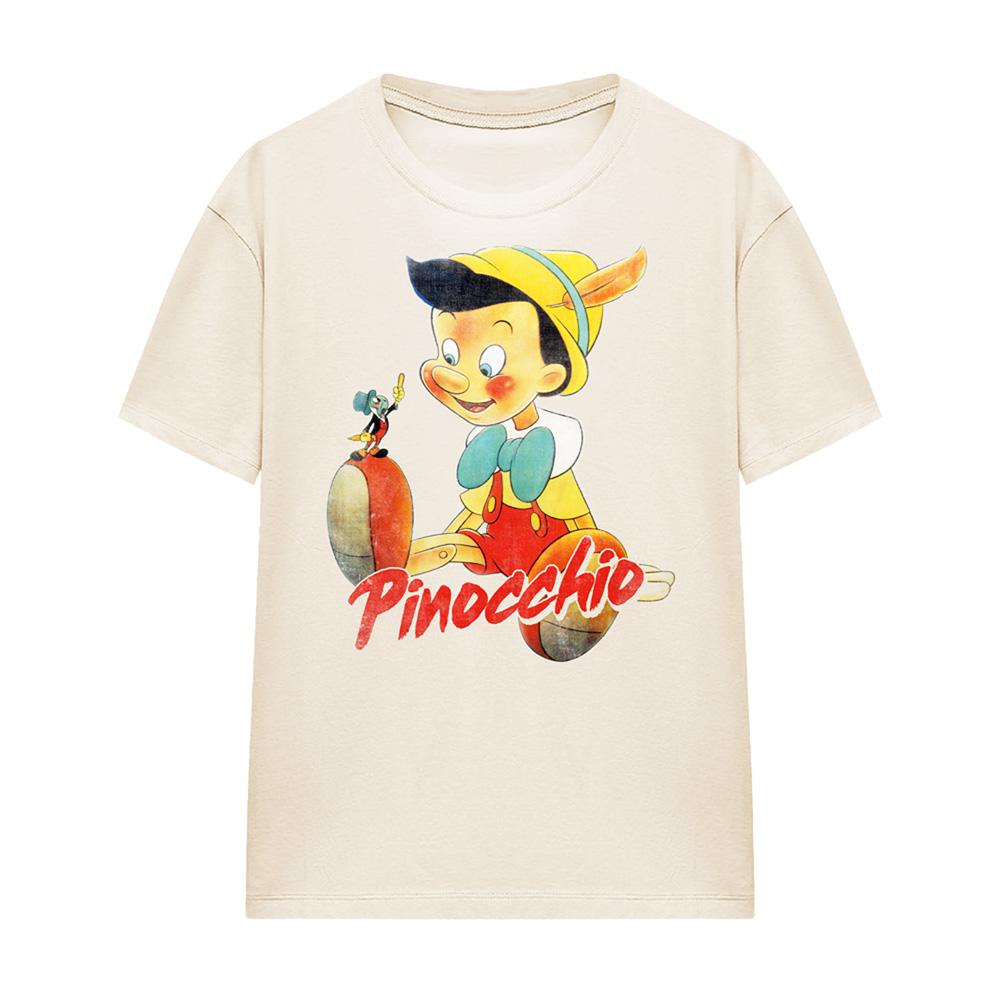 Natural - Front - Pinocchio Unisex Adult Watercolour T-Shirt