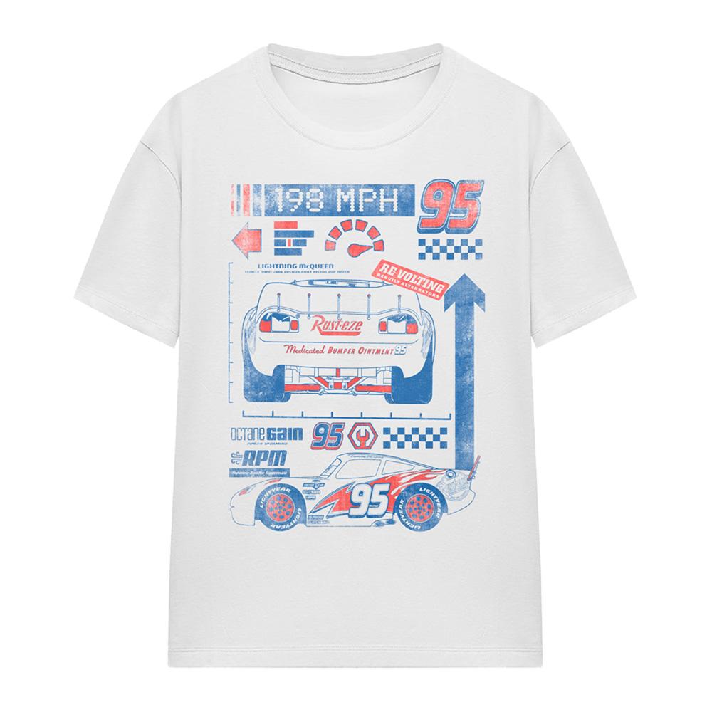 White - Front - Cars Unisex Adult 198 MPH Lightning McQueen T-Shirt