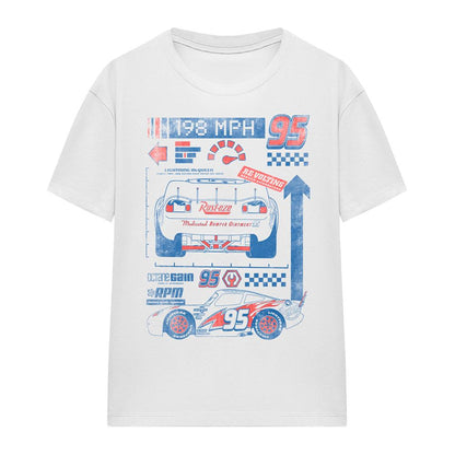 White - Front - Cars Unisex Adult 198 MPH Lightning McQueen T-Shirt