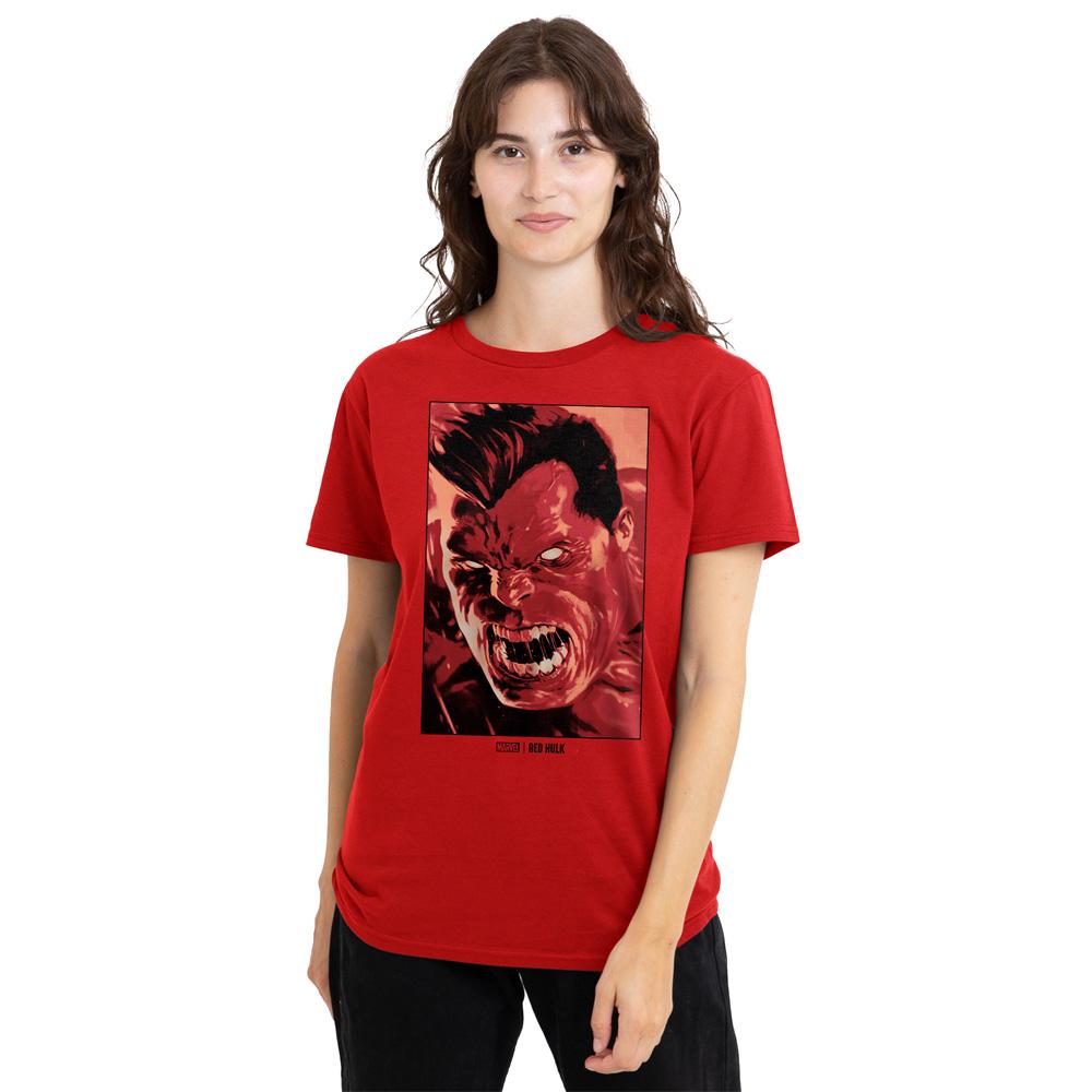 Red - Side - Marvel Unisex Adult Red Hulk Roar T-Shirt