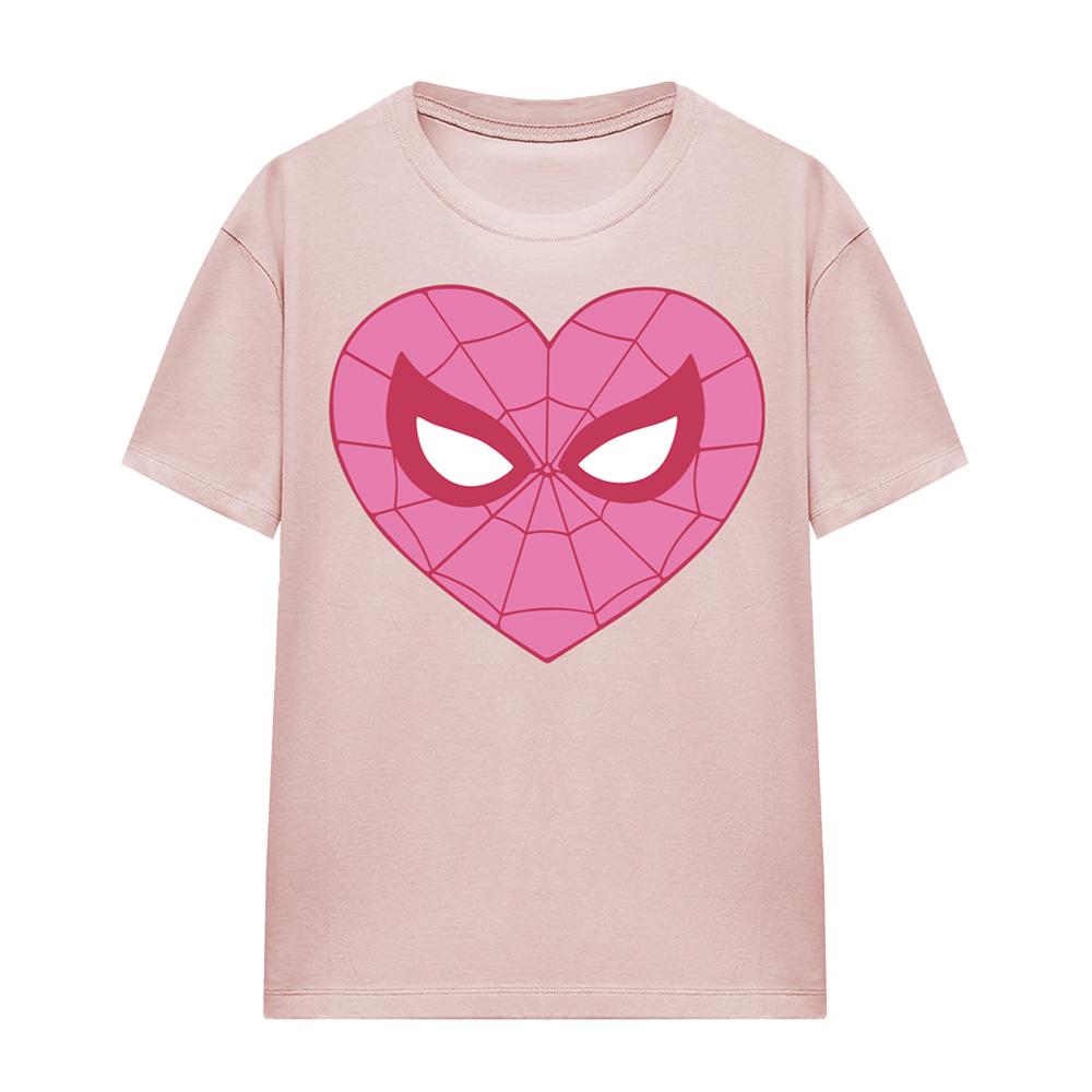 Powder Rose - Front - Spider-Man Unisex Adult Heart T-Shirt
