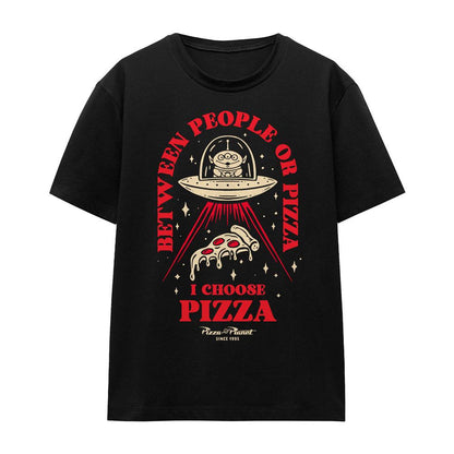 Black - Front - Toy Story Unisex Adult Pizza Or People T-Shirt