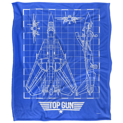 Multicoloured - Back - Top Gun Fighter Jet Blueprint Blanket