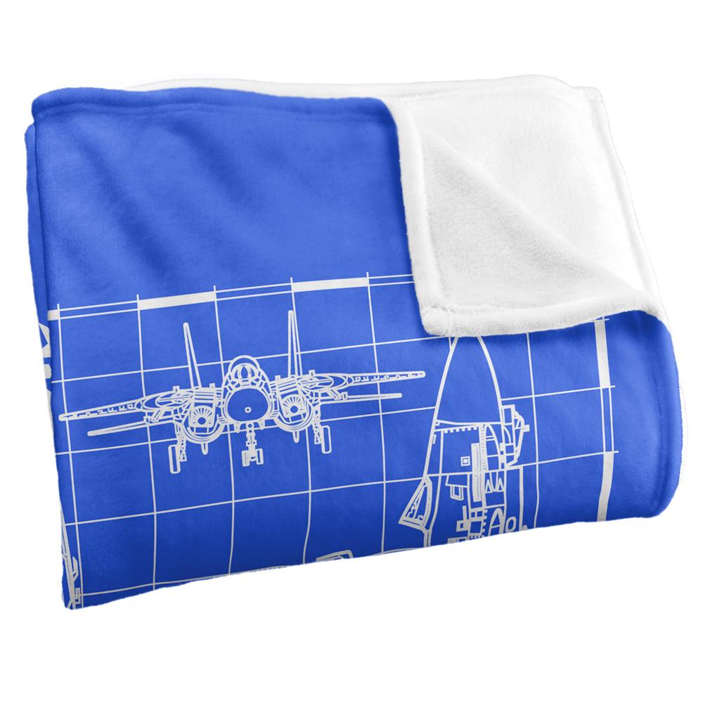 Multicoloured - Side - Top Gun Fighter Jet Blueprint Blanket