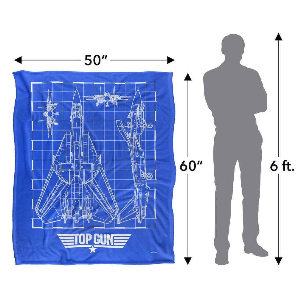Multicoloured - Pack Shot - Top Gun Fighter Jet Blueprint Blanket