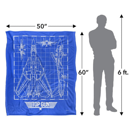 Multicoloured - Pack Shot - Top Gun Fighter Jet Blueprint Blanket